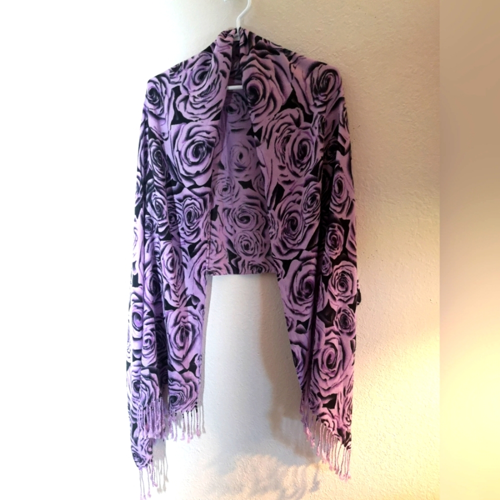 Super Soft Purple Rose Shawl Scarf Pashmina